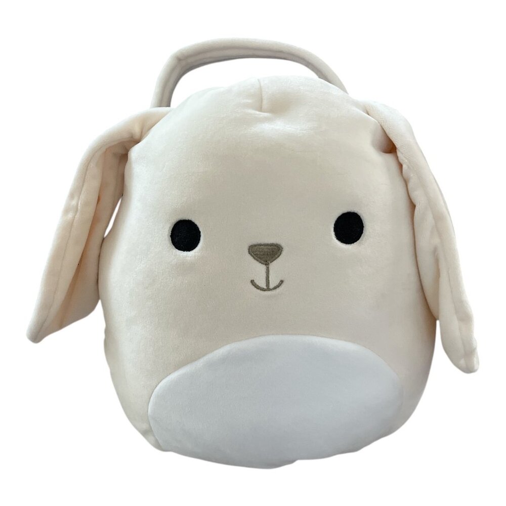 Squishmallows Valentina Bunny Easter Basket – Cream with Purple Interior – Plush
